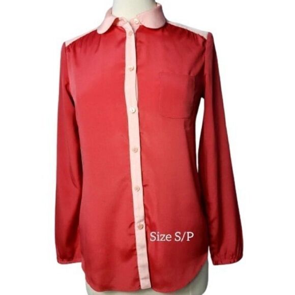 American Eagle Women's Long Sleeve Collar Button Down Blouse Pink Small NWOT - Picture 1 of 7